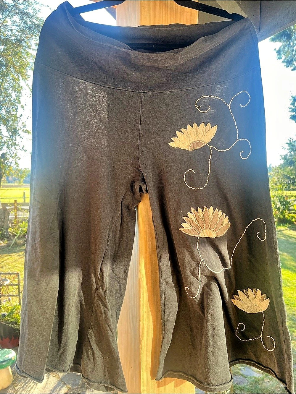 Synergy Black Embroidered Wide Leg Pants